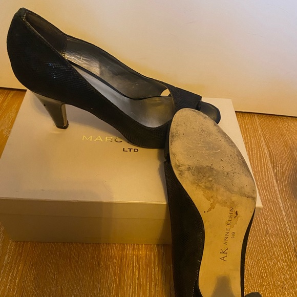 Anne Klein Black Sparkle Open Toe Heels - size 9.5 - Picture 4 of 6